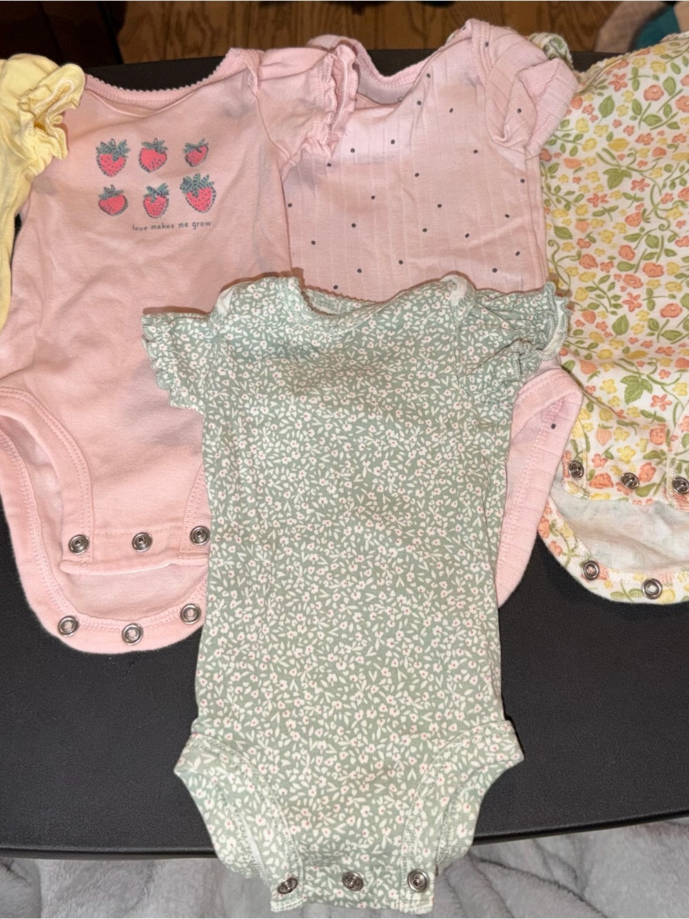 Carter's Pink and Mint Floral Baby One-Piece Bodysuits
